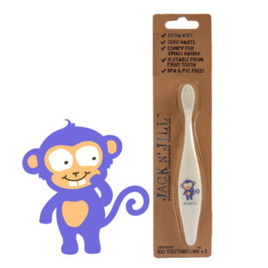 Дитяча зубна щітка Jack N 'Jill Monkey біла екстра м'яка JNJ Monkey, Білий
