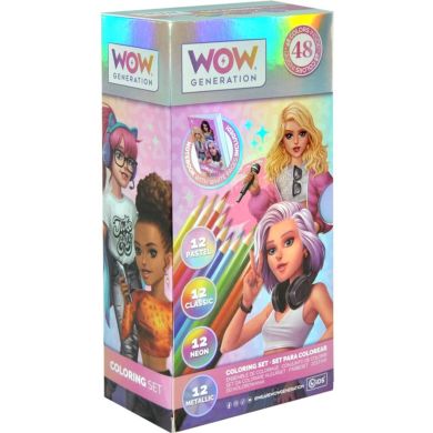 Набір 48 кольорових олівців з блоком для записів Wow Generation WOW00044