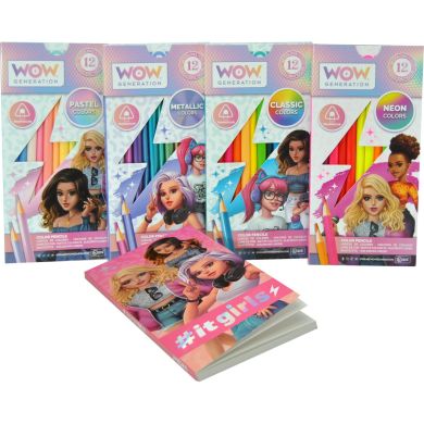 Набір 48 кольорових олівців з блоком для записів Wow Generation WOW00044