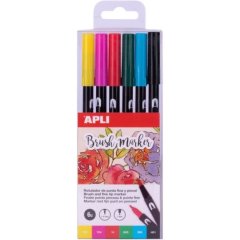 Набор чернильных маркеров Apli Kids с двумя кисточками, 6 цветов 18062