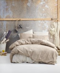 Комплект постільної білизни ранфорс Cotton box полуторний Бежевий Bej 1741008