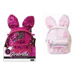 Рюкзак для дівчинки Girabrilla (Гірабрілла) Зайчик з вушками з паєтками білий та рожевий в асортименті 2509