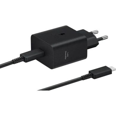 Зарядний пристрій мережевий Samsung 45Вт USB-С PD PPS, кабель USB-C > USB-C, 1.8м, чорний EP-T4511XBEGEU