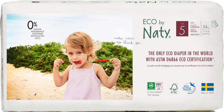 Одноразові дитячі трусики-підгузки Eco By Naty розмір 5, 34 шт 177696 7330933177696, XL