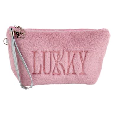 Косметичка сиреневая плюшевая с логотипом Lukky T21390