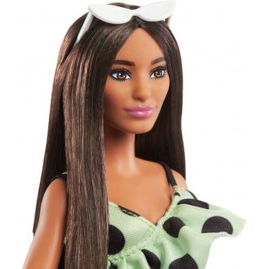 Лялька Barbie Барбі Модниця в комбінезоні кольору лайм в горошок HJR99
