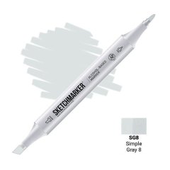 Маркер Sketchmarker 2 пера: тонкое и долото Simple Gray 8 SM-SG08