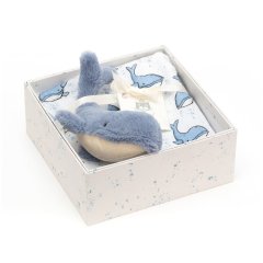 Подарунковий набір Little Jellycat (Джеллі кет) кит Wilbur з м'якою іграшкою та пелюшкою WIL2SET, Синій