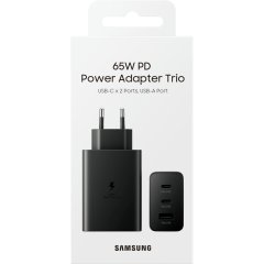 Зарядний пристрій мережевий Samsung 65Вт 2xUSB-С PD PPS/USB-A, чорний EP-T6530NBEGEU