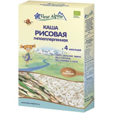 Безмолочна каша Fleur Alpine Organic рисова гіпоалергенна 175 г 4006303632012