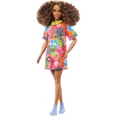 Кукла Barbie Барби Модница в ярком платье-футболке HJT00