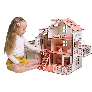 Ляльковий будинок великий GoodPlay 85х35х55 з гаражем і підсвічуванням В 012