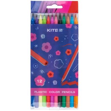 Карандаши цветные пластиковые, 12шт Kite Flower K24-049-1