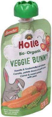 Пюре Holle органическое «Veggie Bunny» с морковью, сладким картофелем и горошком с 6 месяцев 100 г, 45303 7640161877061