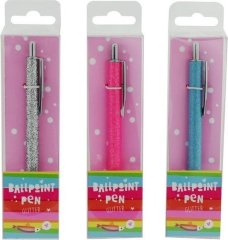 Ручка шариковая Glitter, три разных цвета, серебристый, розовый и синий в ассортименте NeoFuntastic PM00240076