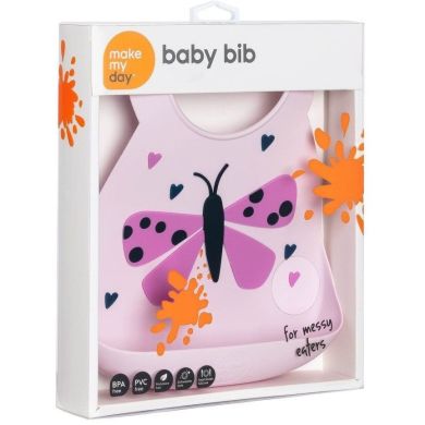 Силіконовий нагрудник Make My Day Baby Bib hurts in a flutter рожевий BB130, Рожевий
