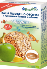 Безмолочна каша Fleur Alpine Organic пшенично-вівсяна зі шматочками банана та яблука 175 г 4006303002778