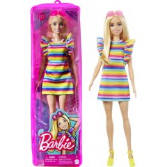 Лялька Barbie Модниця з брекетами у смугастій сукні HJR96