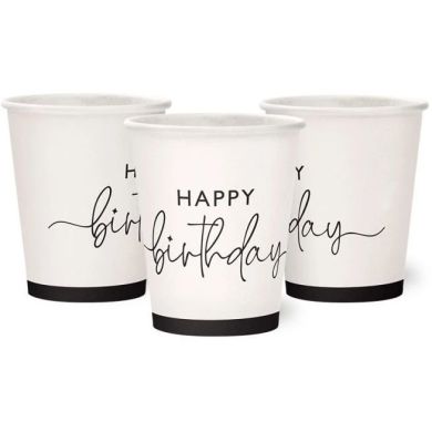 Набор стаканов бумажных Happy Birthday на айворе 10 шт/уп 7036-0093