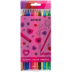 Олівці кольорові пластикові, 12шт Kite Heart K24-049-2