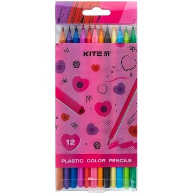 Карандаши цветные пластиковые, 12шт Kite Heart K24-049-2