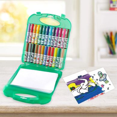 Портативный набор для рисования в кейсе с мини-фломастерами (washable) и бумагой Crayola 04-5227