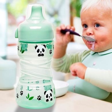 Поїльник Nip Trainer cup з широкою горловиною 260 мл+твердий носик(СистемаActiflex)(2отв) NIP 35099, Салатовий