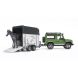 Внедорожник игрушечный Bruder Джип Land Rover Defender с прицепом и лошадкой зеленый 02592