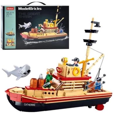 Конструктор SLUBAN M38-B1118 Model Bricks: Рибальський човен, 592 деталей