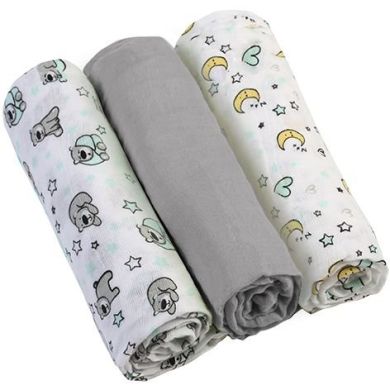 Пелюшки муслинові бавовняні 70х70 см 3 шт Сірий BabyOno 348/01, Сірий