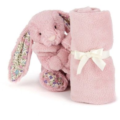 Комфортер-пустушка Срібний Зайчик з тюльпанами Jellycat (Джеллі кет) Little BBL4BTP, Рожевий