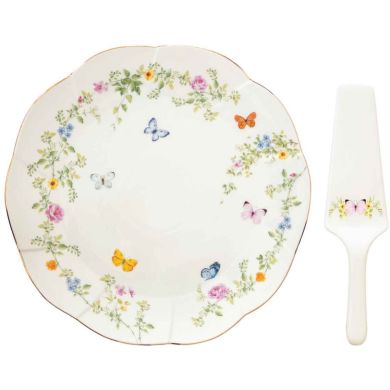 Тарелка для торта &Oslash;32см из лопатки. с порц. в корр. DANCING BUTTERFLIES POZZI MILANO 3133DANB, 32