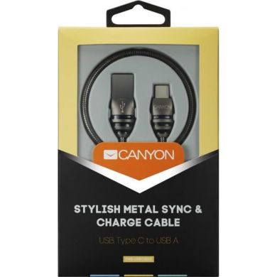 Кабель Canyon Type C USB 2.0 1 м, black-grey (Metallic shell; Power & data output 5V, 2A, OD 3.5mm) CNS-USBC5DG