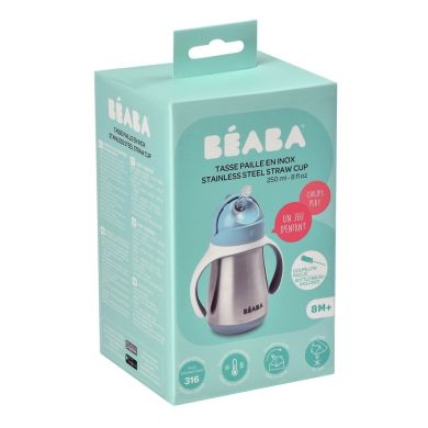 Поїльник з трубочкою з нержавіючої сталі Beaba Windy Blue 250 мл блакитний 913481, Блакитний