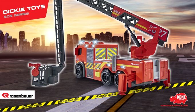 Пожежна машина Dickie Toys &laquo;Мерседес&raquo; з телескопічною драбиною, зі звуком і світловими ефектами 23 см 3714011