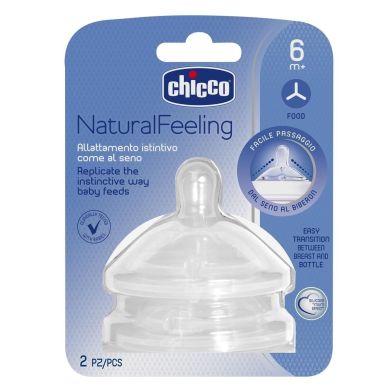 Соска силиконовая Natural Feeling (Step Up New), от 6 месяцев для каш, 2 шт Chicco 81057.20