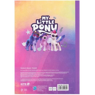 Блокнот мягкая обложка А5, 40 листов, клетка Моя маленькая пони LP24-091