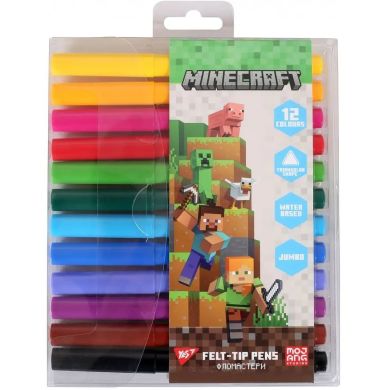 Фломастеры Yes 12 цветов Jumbo Minecraft 650590