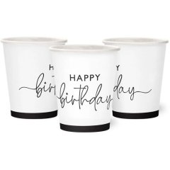 Набір стаканів паперових Happy Birthday на білому 10 шт/уп 7036-0092