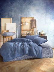 Комплект постільної білизни ранфорс Cotton box євророзмір Синій Lacivert 1741034