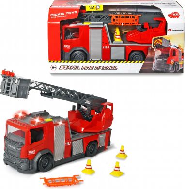 Пожежна машина Dickie Toys &laquo;Сканія&raquo; з телескопічною драбиною, зі звуком і світловими ефектами 35 см 3716017