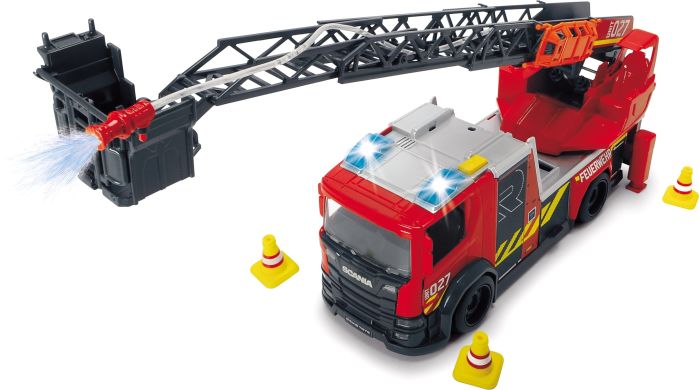 Пожежна машина Dickie Toys &laquo;Сканія&raquo; з телескопічною драбиною, зі звуком і світловими ефектами 35 см 3716017