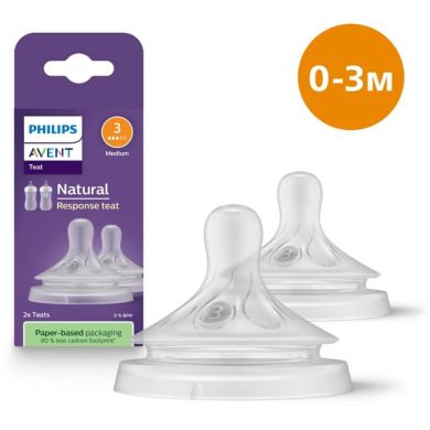 Соска Natural 1міс+, Природний Потік, 2 шт Повільний Потік Avent SCY963/02
