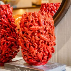 Ваза красная керамическая LOBSTER, D28x39,5см Fancy home collection 270-626