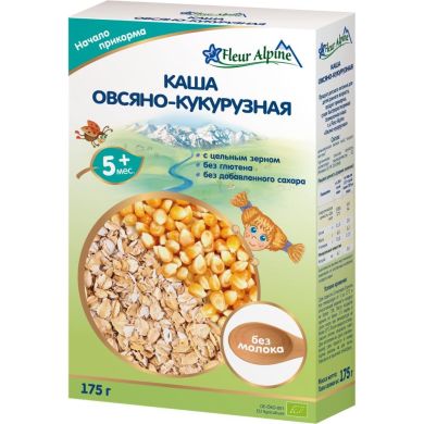 Дитяча безмолочна каша Fleur Alpine Organic Вівсяно кукурудзяна 175 г 4006303005649