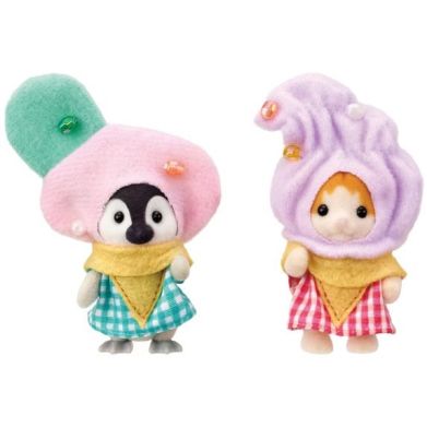 Игровой набор Sylvanian Families Малыши Пингвин и Котенок в костюмах мороженого 5685