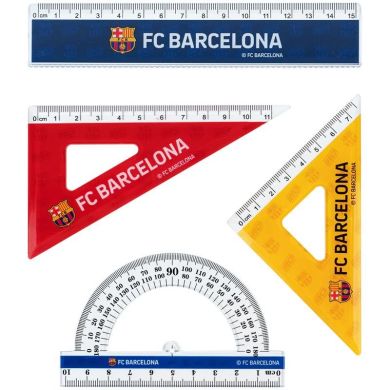 Набір: лінійка 15 см, 2 косінця, транспортир, з принтом FC Barcelona BC25-282