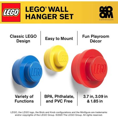 Набір настінних вішалок (червона синя жовта) Lego 40161732