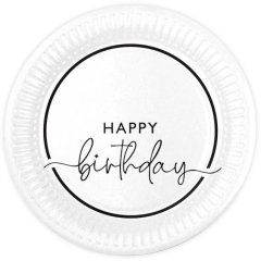 Набір тарілок паперових Happy Birthday на білому 10 шт/уп 7038-0094