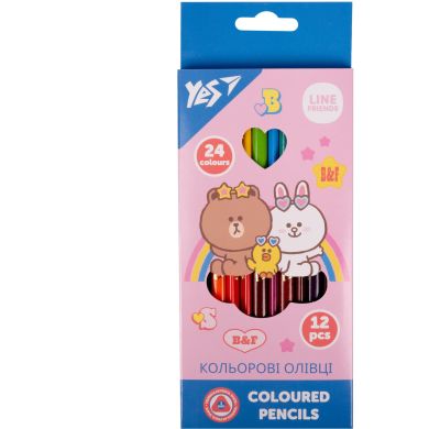 Олівці кольорові YES 12/24 кол. Line Friends 290713